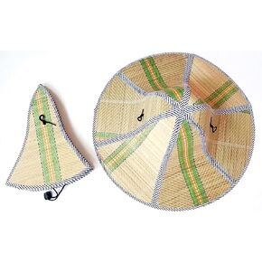 Foldable Straw Hat Unisex Hiking Travel Fishing Camping Folding Sun Protection Black Drawstring Wide Brim Rattan Hat