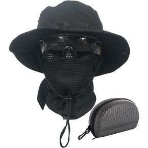Sun Hat Bucket Boonie Hats Scarf Glasses Protection Foldable Set Camo Hats Fishing Hiking Camping Outdoor Sports Men Women in Saudi Arabia