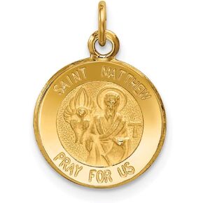 Charm Pendant 14K Yellow Gold Themed 19 mm 12 Saint Matthew Medal