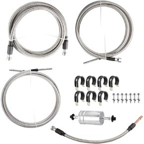 WATERWICH Fuel Line Kit Stainless Steel Braided Compatible with Chevy Silverado 1500 2500 GMC Sierra 1500 2500 Replacement for 819-840, 15043857, 15765803