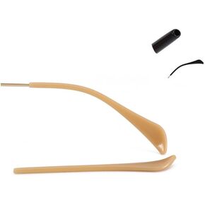 2 Pairs Sunglasses End Tips Eyeglass Ear Sock Pieces Tube Eyewear Anti-Slip Plastic Comfort Replacement Tips Metal Eyeglass Legs (Brown)