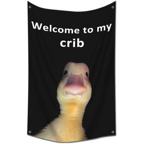 Fvieon Welcome to My Crib Tapestry 54x36 Inches Funny Tapestry for Room Durable Man Cave Wall Flag with Brass Grommets for College Dorm Room Decor,Outdoor