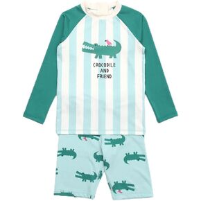EVGVAT Kids Boys Swimsuit Long Sleeve Two Piece Swimwear Set with Cap Bathing Suit Rash Guard in Kuwait