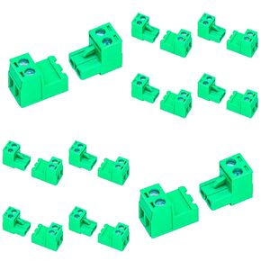 Tcenofoxy 15 Set 5.08mm 2 Pin Male & Female Phoenix Type Connector No Soldering Green PCB Screw Terminal Block 2 Pole