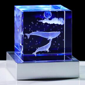 YWHL 3D Crystal Butterfly Gifts for Women, Laser Engraved Butterfly and Lily Flower Figurines with Light Base for Butterfly Lovers Nature Lovers, Gifts for Birthday Christmas