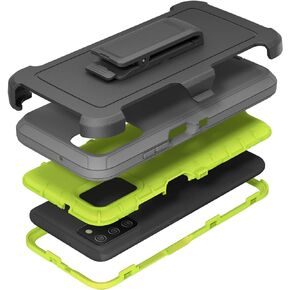 Compatible with Samsung Galaxy A02s Case,with Screen Protectors,Heavy Duty Rugged Shockproof Full Body Protection Kickstand Case with Belt Clip Holster for Samsung Galaxy A02s (Black)