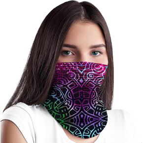 Colorful Tubular Neck Gaiter for Women with UV Sun Wind & Dust Protection - Seamless Rave Tube Bandana for Motorcycle Riding ATV Cycling Fishing, Festival Headwear