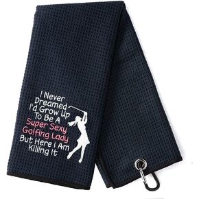 DYJYBMY Super Sexy Goifing Lady Funny Golf Towel, Embroidered Golf Towels for Golf Bags with Clip, Golf Gifts for Men Woman, Birthday Gifts for Golf Fan, Retirement Gift, Mom Golf Towel