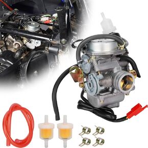 GY6 Carburetor 24mm Carb with Drain Line for 4-Stroke GY6 200cc ATV Go Karts Scooter Mopeds