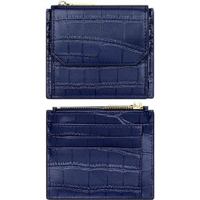 BIAOTIE Slim Wallet for Women, RFID Blocking Credit Card Holder Purse, Small Leather Zipper Coin Pocket Wallet (Black)
