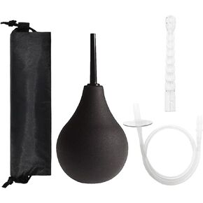 AVCMOTO Enema Kit with 2 Reusable Nozzle + 24in Hose, 7.6oz Heat Resistant Black Enema Ball – for Women Men Enemas Bulbs