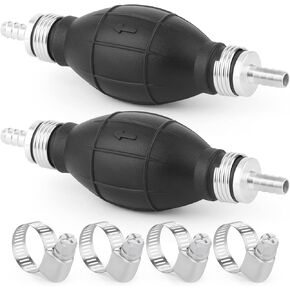 2 Pack Fuel Transfer Pump, 5/16"(8mm) Manual Fuel Pump, Black Bulb Type Siphon Pump, With 4 Hose Clamps, for Petrol Diesel Oil, Gas Gasoline, Liquid Water Fish Tank