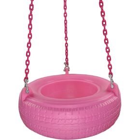 أرجوحة إطار بلاستيكي من Swing Set Stuff Inc. مع ملصق شعار Sss بسلسلة مطلية، باللون الوردي