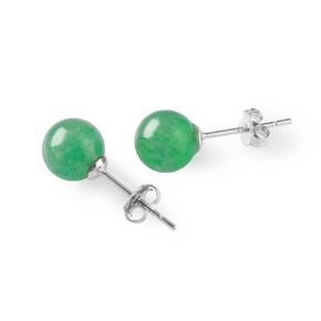 GLLBTPT Jade Earrings Studs,Green Jade Stud Earrings for Women & Men,925 Sterling Silver Earrings Studs for Sensitive Ears,Back to School August Birthday Gift (6mm)
