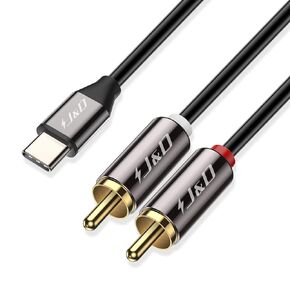 J&D USB C to RCA Audio Cable, USB Type-C Male to 2 RCA Male Stereo Audio Converter Y Splitter Cable for Tablet Laptop,Google Pixel 6/7/8 MacBook Pro iPhone 15/15 Plus/15 Pro/15 Pro Max, 6.5 Feet
