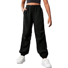 Floerns Girl's Solid Drawstring Waist Athletic Running Jogger Sweatpants