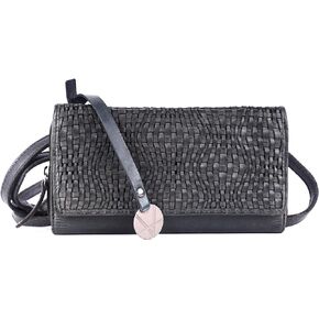 Genuine Leather Wallets for Women, Small Wallet for Ladies Zipper Coin Purse Credit Card Holder with Strap (VL-409-Black)