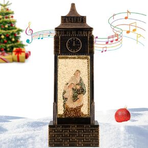 Christmas Snow Globes Lantern, Christmas Lantern with Music & Timer, Christmas Santa Snow Globe Decoration Lantern, Battery Operated LED Glittering Globe Decoration Santa Fall Decorations for Home