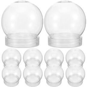 VICASKY 10pcs DIY Snow Globe Water Christmas Plastic with Screw Off Cap Clear Fillable Jar Keepsake Display Case for Fairy Lights Plants Flower Inch Crafts Home Decoration