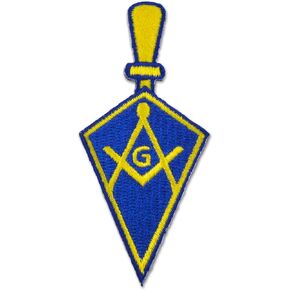 Trowel Square & Compass Embroidered Masonic Patch - [Blue & Gold][3'' Tall]
