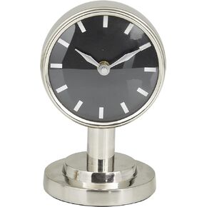 Deco 79 Stainless Steel Small Clock, 4" x 4" x 7", Silver
