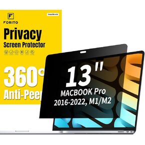 شاشة خصوصية F FORITO بزاوية 360 درجة متوافقة مع جهاز MacBook Pro 13 بوصة (2016، 2017، 2018، 2019، 2020، 2021، 2022، M1، M2)، فلتر خصوصية للكمبيوتر المحمول مضاد للوهج ومضاد للضوء الأزرق