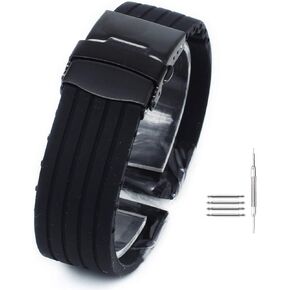 Silicone Rubber Stripe Waterproof Watch Band Strap Bracelet Buckle Clasp for Men Women 18mm/20mm/22mm/24mm