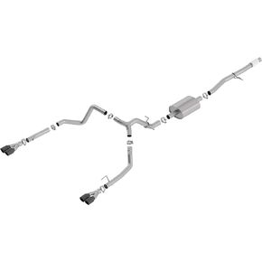 BORLA 140770BC Cat-Back Perf. Exh. Sys. 2019-2024 Chevrolet Silverado 1500 / GMC Sierra 1500 V8 T-304 Stainless Steel, S-Type Sound Dual Split Rear Exit Dual 3.5" Rond Black Chrome Tips Each Side