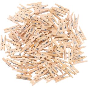 Numblartd 100 Pcs Handmade Natural Wooden Environmental Protection Mini Clothespins Clip - DIY Craft Photo Paper Peg Wooden Clip Home Decoration Hanger (3 x 0.4cm)