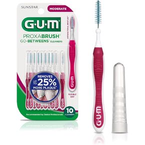 GUM Proxabrush Go-Betweens - Tight - Interdental Brushes - Soft Bristled Dental Picks for Plaque Removal Health - Safe for Braces & Dental Devices, 10ct (4pk)