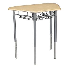 Learniture Hex Collaborative Desk with Wire Box, 31" W x 21" D, Sugar Maple, LNT-INM1033SMWBB-SO (Pack of 2)