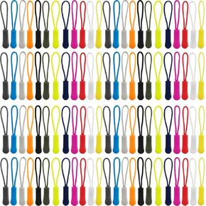 TIHOOD 132PCS Zipper Pulls Zipper Extension Pulls Nylon Cord Zipper Tag Replacement for Clothes, Backpacks, Traveling Case, Handbag, Purse Zipper Replacement Tag Tents (12 Colors)