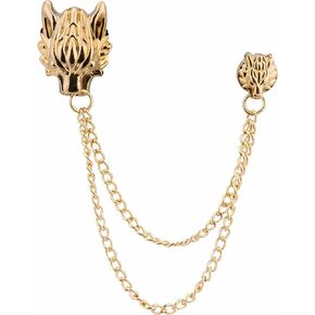 Knighthood Men's Dragon Head With Hanging Tassel Lapel Pin/Brooch Golden