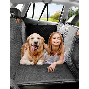 Meowant Dog Car Seat Cover for Back Seat, Waterproof Seat Cover Hammock with Safety Belt, 7 mm Hard Bottom Dog Hammock Holds 330lbs, Back Seat Extender for Dogs Durable Anti-Scratch Nonslip