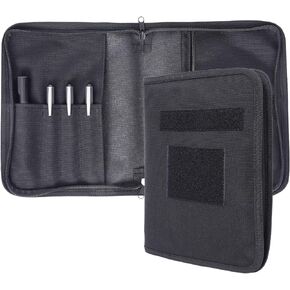 VEPKOIT A5 Notebook Holder and Travelers Notebook Cover with Pouch, Leather Book Cover for Police and Army, 7" x 9" OCP Book Cover with Zippered - Black (Cover Only)