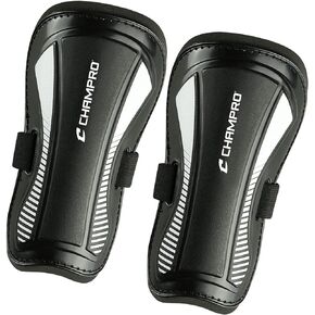 CHAMPRO D3 Molded Shin Guards, Small, Black