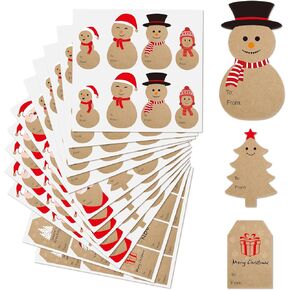 500Pcs Christmas Gift Tags Stickers, Self Adhesive name tags for christmas presents, Christmas Stickers for kids, Kraft Xmas to from Labels Stickers for Boxes, Bags, Envelopes, Wrapping Paper, Package