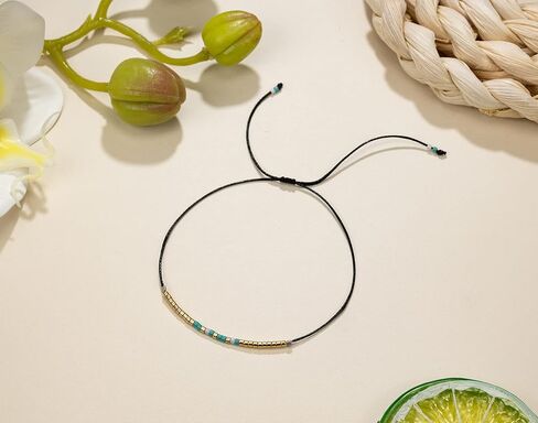 RareLove Mama Morse Code مطرز سوار هدية للأم، شكرًا لك لكونك أمي، هدية عيد ميلاد للأم من الابنة والابن هدية عيد الأم مقاومة للماء خرز بذور المهر الصغيرة سلسلة سوداء وذهب أزرق in Kuwait