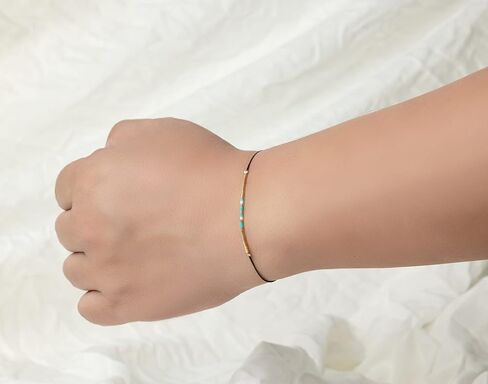 RareLove Mama Morse Code مطرز سوار هدية للأم، شكرًا لك لكونك أمي، هدية عيد ميلاد للأم من الابنة والابن هدية عيد الأم مقاومة للماء خرز بذور المهر الصغيرة سلسلة سوداء وذهب أزرق in Kuwait