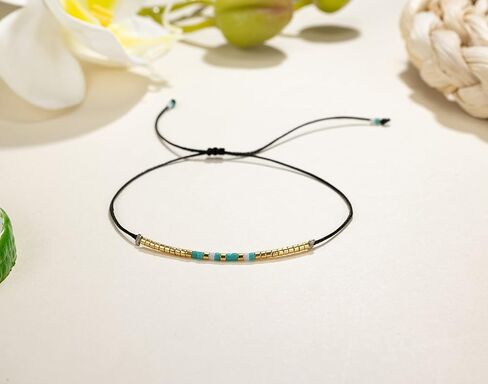 RareLove Mama Morse Code مطرز سوار هدية للأم، شكرًا لك لكونك أمي، هدية عيد ميلاد للأم من الابنة والابن هدية عيد الأم مقاومة للماء خرز بذور المهر الصغيرة سلسلة سوداء وذهب أزرق in Kuwait