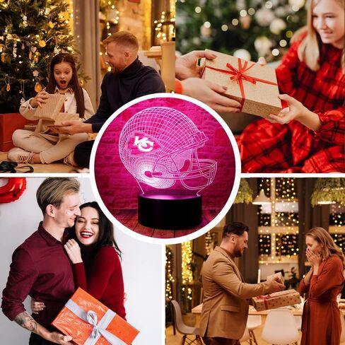 chenshiyan الكرتون رؤساء كرة القدم خوذة 3D الوهم البصري LED ديكور غرفة النوم مصباح طاولة النوم مع جهاز التحكم عن بعد 7 ألوان ضوء الليل عيد الميلاد هدايا عيد الميلاد للأطفال صبي فتاة KC الرجال النساء 2 in Kuwait