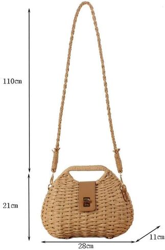 حقائب Simcat من القش للنساء - حقيبة شاطئ من القش ومحفظة للشاطئ منسوجة ومحفظة للشاطئ للصيف لقضاء العطلات in Kuwait