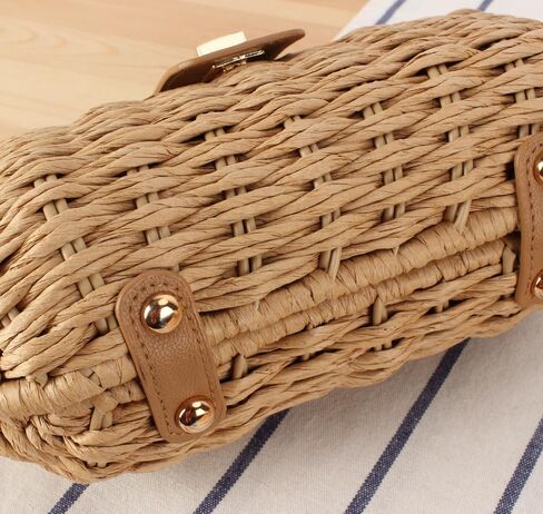 حقائب Simcat من القش للنساء - حقيبة شاطئ من القش ومحفظة للشاطئ منسوجة ومحفظة للشاطئ للصيف لقضاء العطلات in Kuwait