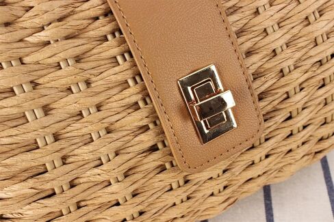 حقائب Simcat من القش للنساء - حقيبة شاطئ من القش ومحفظة للشاطئ منسوجة ومحفظة للشاطئ للصيف لقضاء العطلات in Kuwait