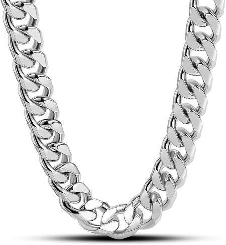 Dankadi Men Italian 925 Sterling Silver Necklace 8-10-12MM Solid Miami Cuban Link Chain 18 "20" 22 "24" 26" 28 "30 "Man Women Teen Jewelry Gift in Saudi Arabia