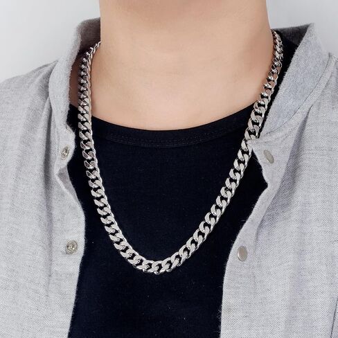Dankadi Men Italian 925 Sterling Silver Necklace 8-10-12MM Solid Miami Cuban Link Chain 18 "20" 22 "24" 26" 28 "30 "Man Women Teen Jewelry Gift in Saudi Arabia
