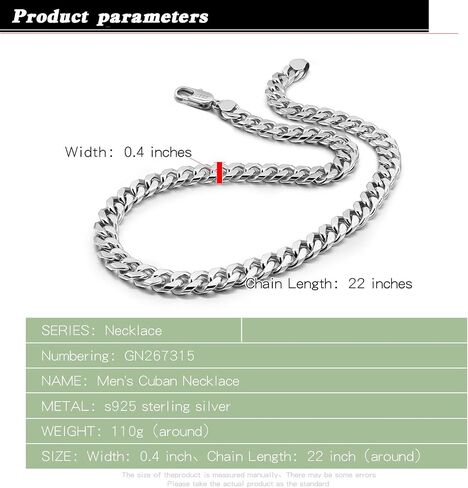 Dankadi Men Italian 925 Sterling Silver Necklace 8-10-12MM Solid Miami Cuban Link Chain 18 "20" 22 "24" 26" 28 "30 "Man Women Teen Jewelry Gift in Saudi Arabia