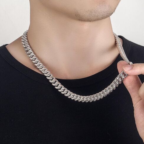 Dankadi Men Italian 925 Sterling Silver Necklace 8-10-12MM Solid Miami Cuban Link Chain 18 "20" 22 "24" 26" 28 "30 "Man Women Teen Jewelry Gift in Saudi Arabia
