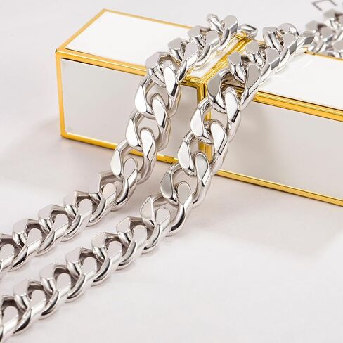 Dankadi Men Italian 925 Sterling Silver Necklace 8-10-12MM Solid Miami Cuban Link Chain 18 "20" 22 "24" 26" 28 "30 "Man Women Teen Jewelry Gift in Saudi Arabia