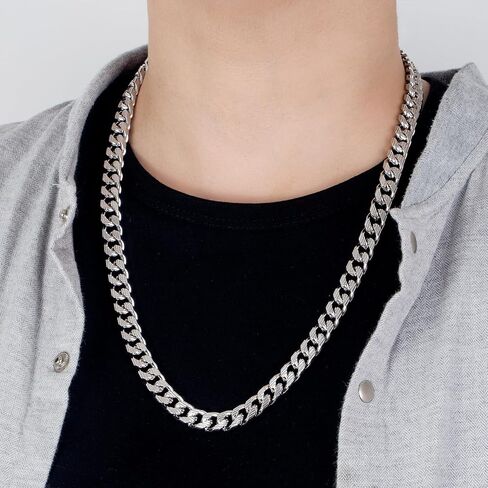 Dankadi Men Italian 925 Sterling Silver Necklace 8-10-12MM Solid Miami Cuban Link Chain 18 "20" 22 "24" 26" 28 "30 "Man Women Teen Jewelry Gift in Saudi Arabia